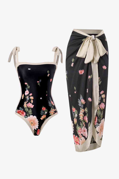 Floral Tie-Shoulder Two-Piece Swim Set - Sufyaa