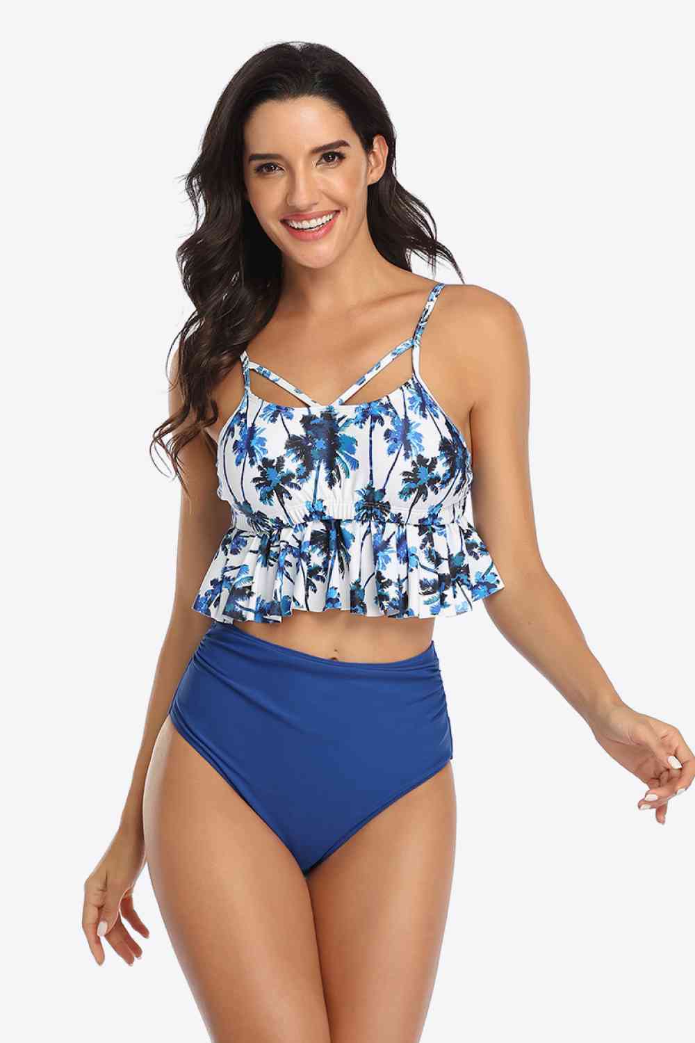 Tropical Print Ruffled Two-Piece Swimsuit - Sufyaa