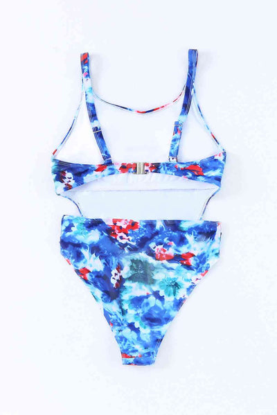 Floral Cutout Sleeveless One-Piece Swimsuit - Sufyaa