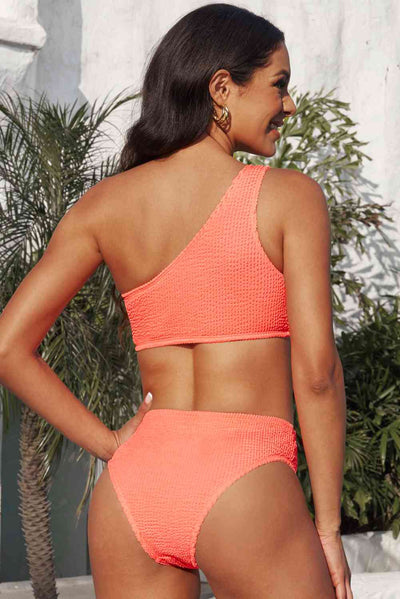 Textured One-Shoulder Bikini Set - Sufyaa