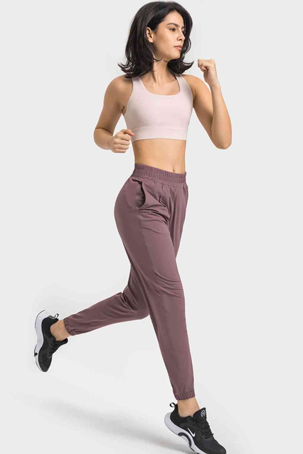 Elastic Waist Yoga Joggers with Pockets - Sufyaa