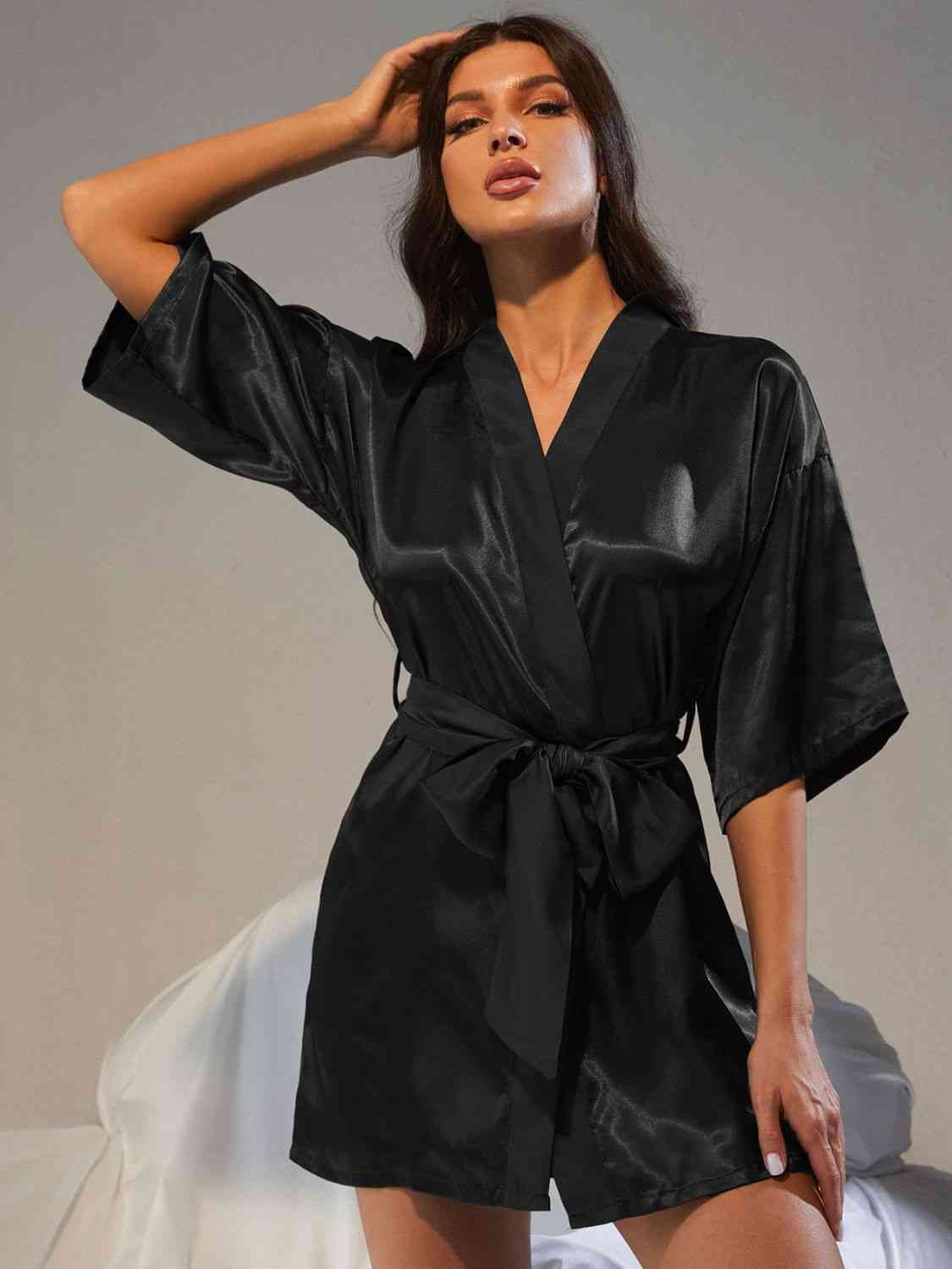Belted Half Sleeve Robe - Sufyaa