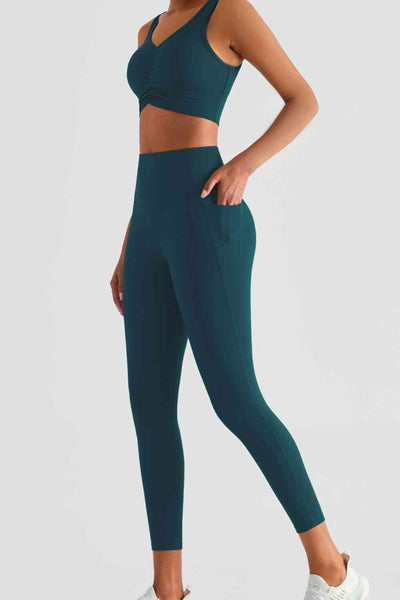 Wide Waistband Sports Leggings with Pockets - Sufyaa