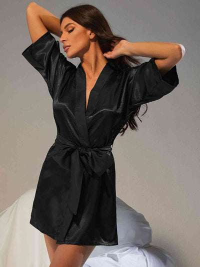 Belted Half Sleeve Robe - Sufyaa