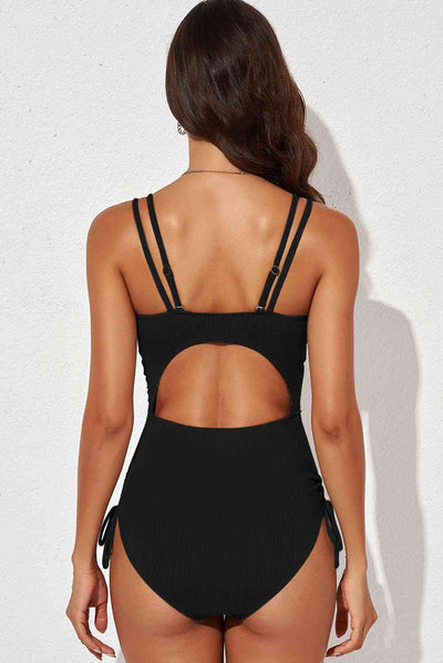 Tied Cutout Plunge One-Piece Swimsuit - Sufyaa