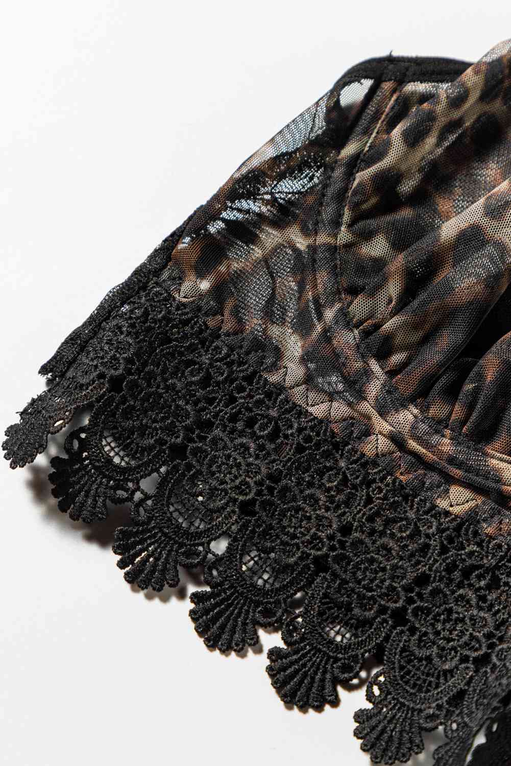 Leopard Spliced Lace Lingerie Set - Sufyaa