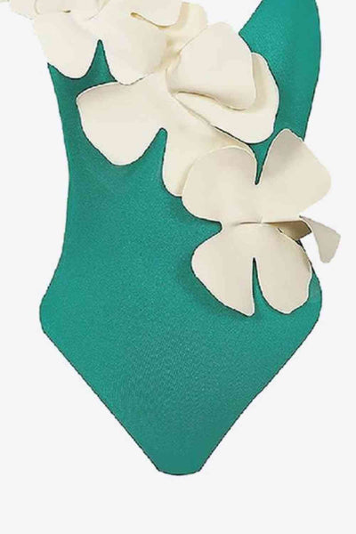 Flower Contrast One-Piece Swimsuit - Sufyaa