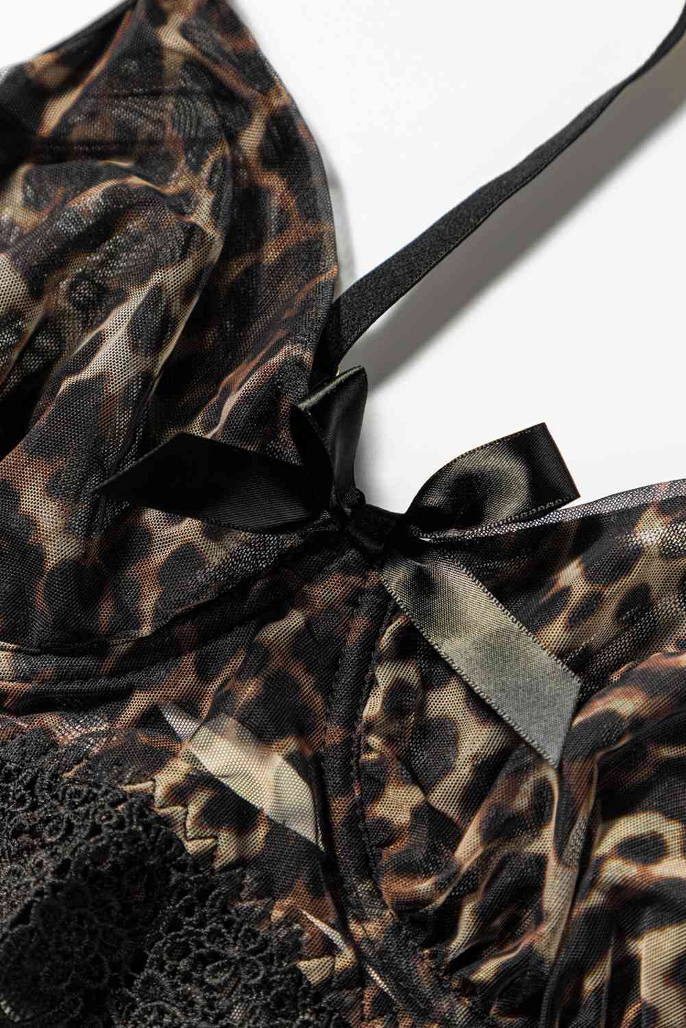 Leopard Spliced Lace Lingerie Set - Sufyaa