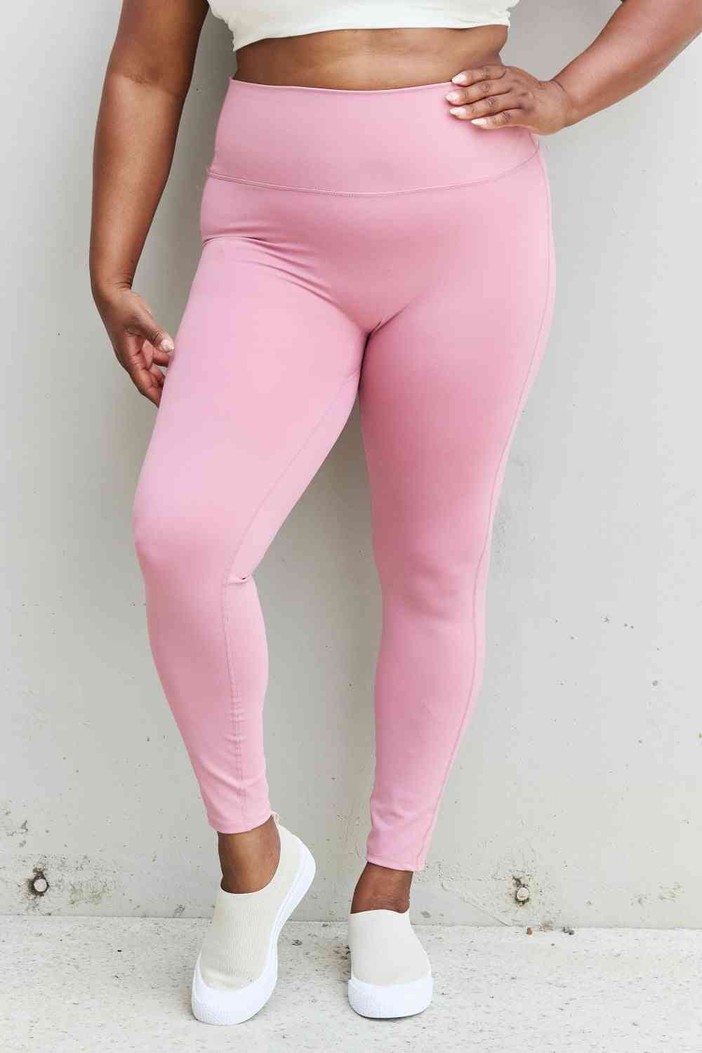 Zenana Fit For You Full Size High Waist Active Leggings in Light Rose - Sufyaa