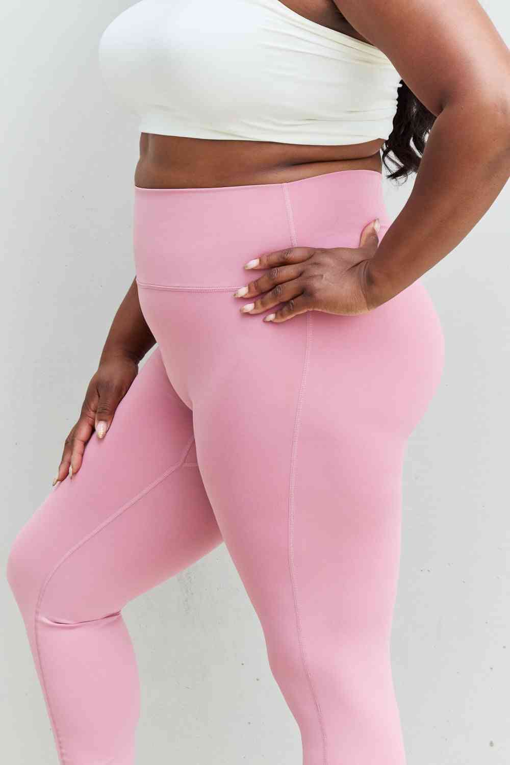 Zenana Fit For You Full Size High Waist Active Leggings in Light Rose - Sufyaa