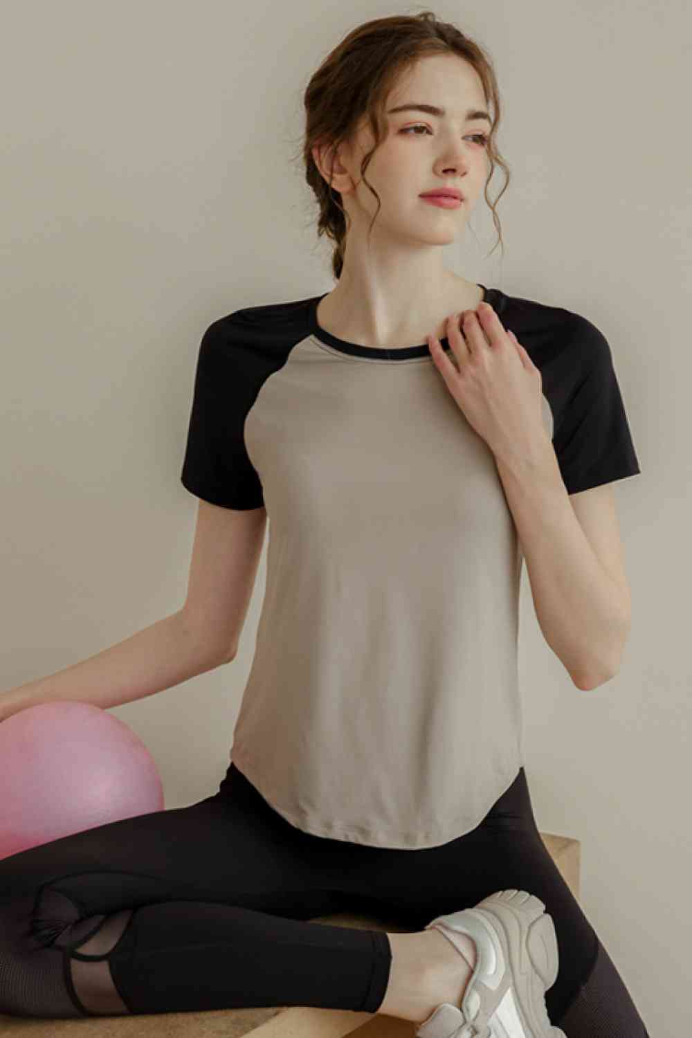 Round Neck Short Raglan Sleeve T-Shirt - Sufyaa