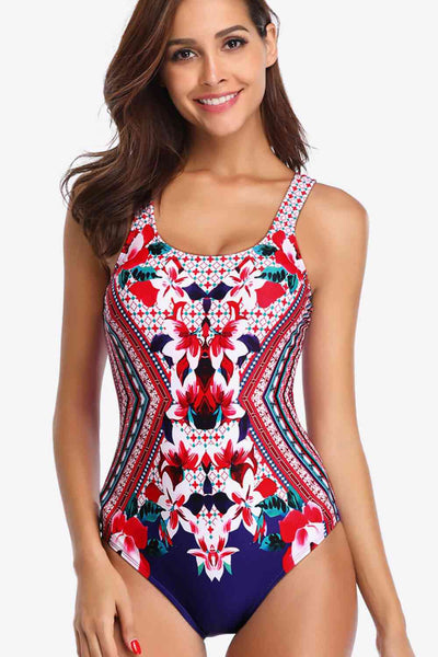 Floral Backless One-Piece Swimsuit - Sufyaa