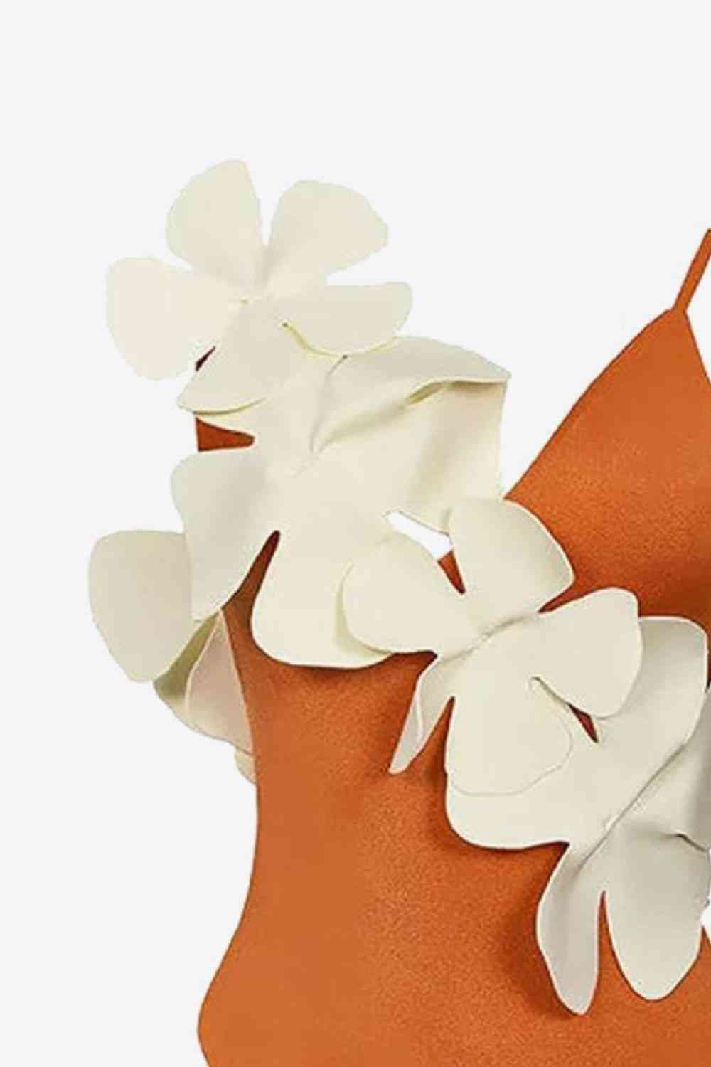 Flower Contrast One-Piece Swimsuit - Sufyaa