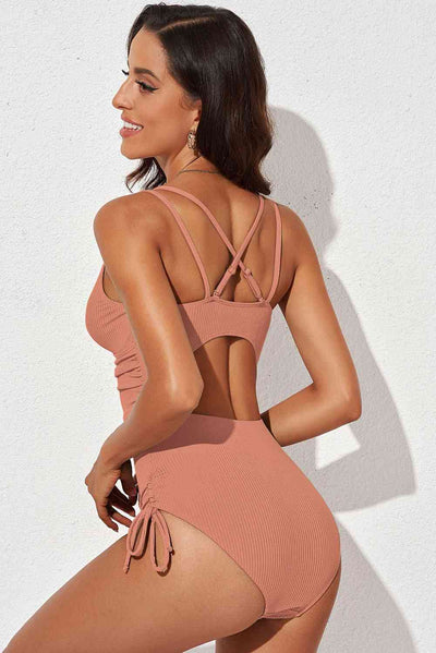 Tied Cutout Plunge One-Piece Swimsuit - Sufyaa