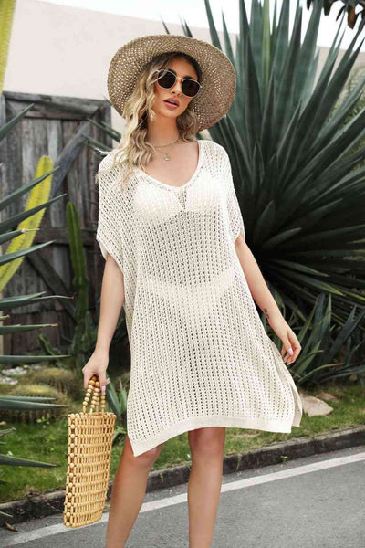 Openwork Side Slit Cover-Up Dress - Sufyaa