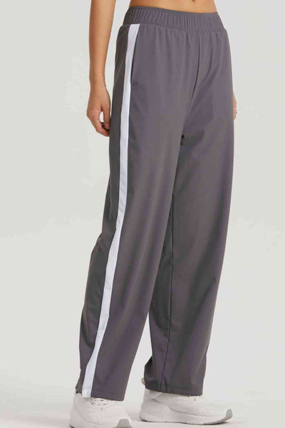 Side Stripe Elastic Waist Sports Pants - Sufyaa