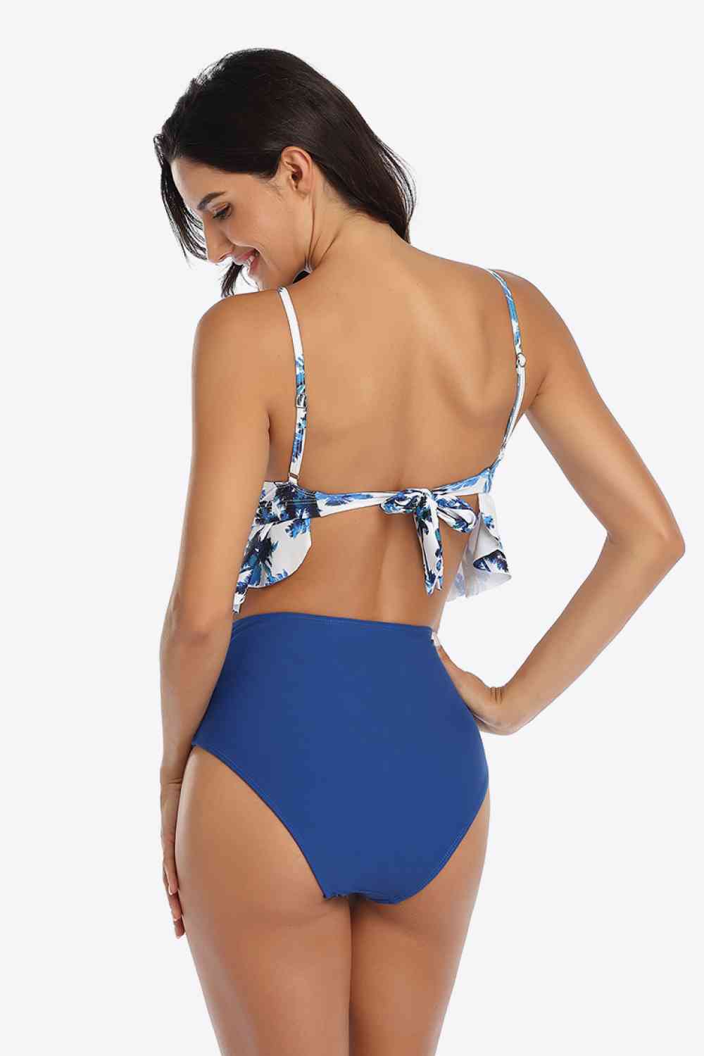 Tropical Print Ruffled Two-Piece Swimsuit - Sufyaa