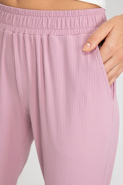 Elastic Waist Active Pants with Pockets - Sufyaa