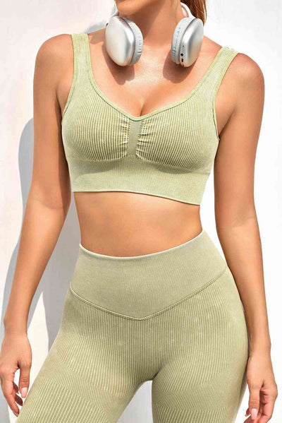 Ruched Wide Strap Sports Top - Sufyaa