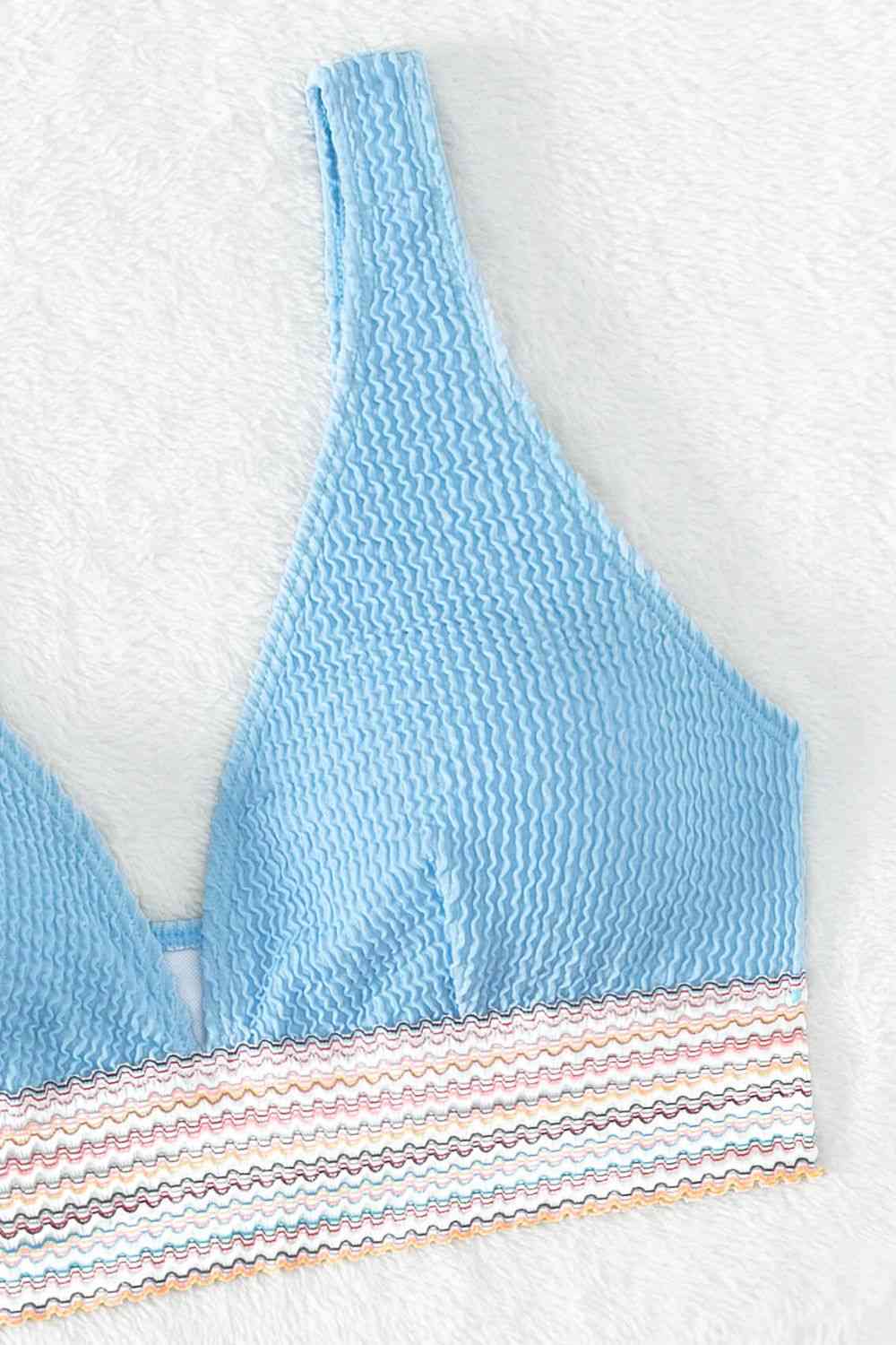 Contrast Textured High Cut Swim Set - Sufyaa