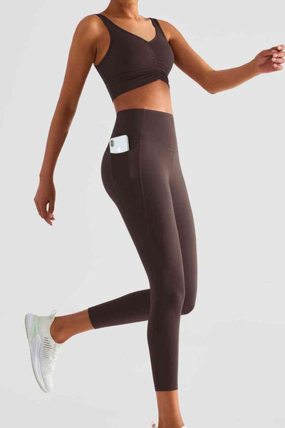 Wide Waistband Sports Leggings with Pockets - Sufyaa