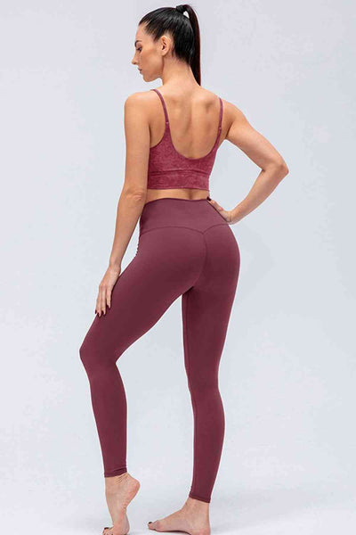 Wide Waistband Slim Fit Active Leggings - Sufyaa